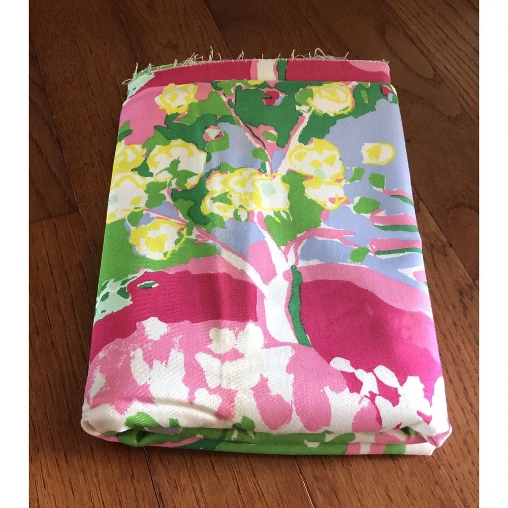 Vintage Cohama Orchard Floral Fabric 2.5 Yards Vat Screen Print Pink Green Rare